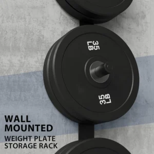 Waxman Weight Plate Storage Rack, Wall Mounted Weight Plate Holder, Bumper Plate Storage for Home Gym, Fit 1"and 2"Plates