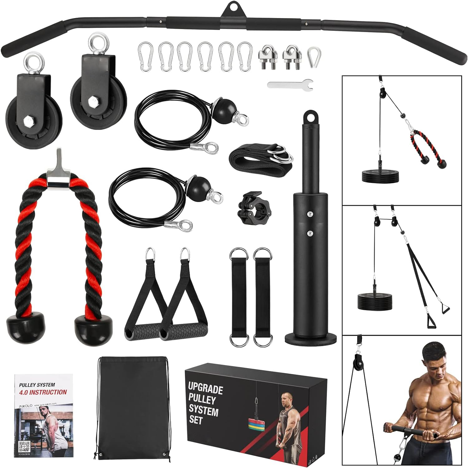 Waxman Fitness LAT and Lift Pulley System, Dual Cable Machine(70'' and 90'') with Upgraded Loading Pin for Triceps Pull Down, Biceps Curl, Back, Forearm, Shoulder-Home Gym Equipment(Patent) - Image 4
